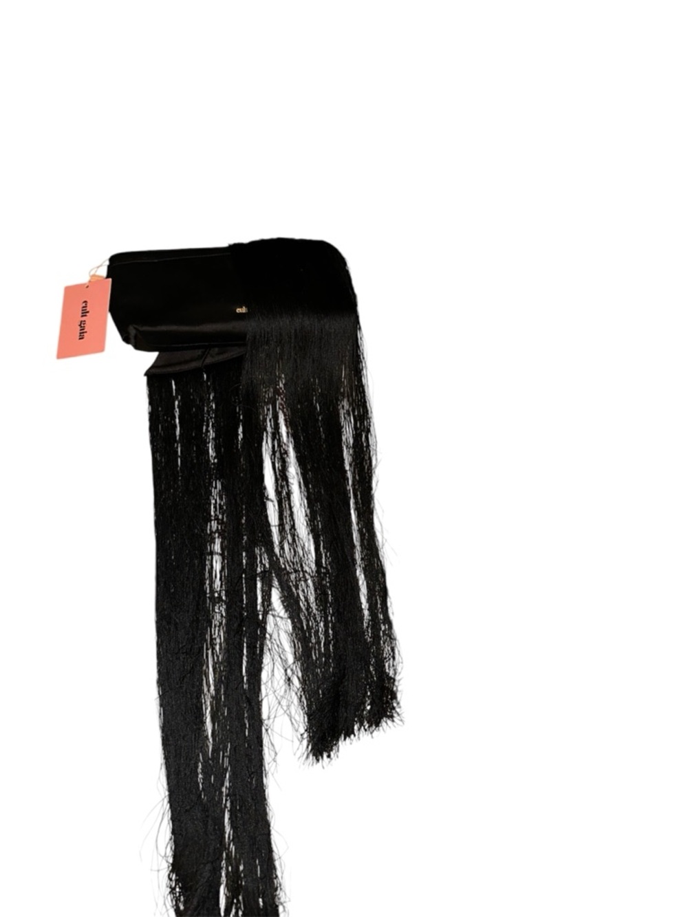 Cult Gaia Black Satin Fringe Bow Waist Belt - Picture 8 of 8